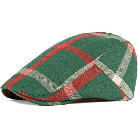 Men's 446green Cotton blend Adjustable Colorful Striped Plaid Ivy Cap - Picture 1 of 4